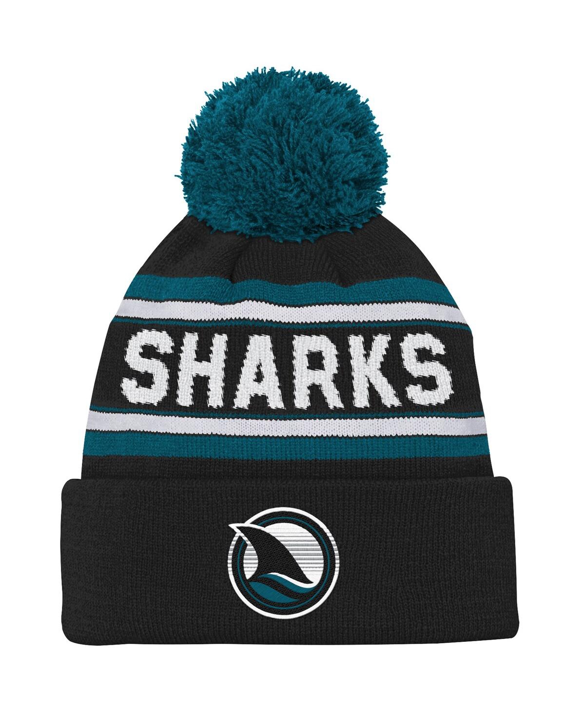Outerstuff Kids' Youth Boys And Girls Teal San Jose Sharks Alternate Jacquard Cuffed Knit Hat With Pom