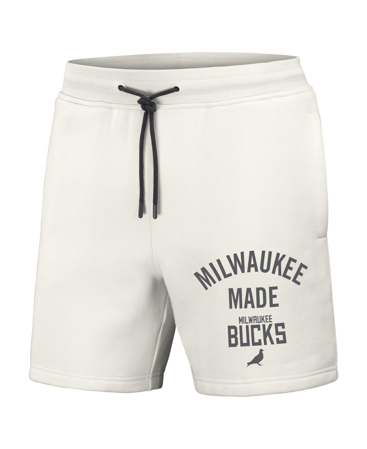 Shop Staple Men's Nba X  Cream Milwaukee Bucks Heavyweight Fleece Shorts