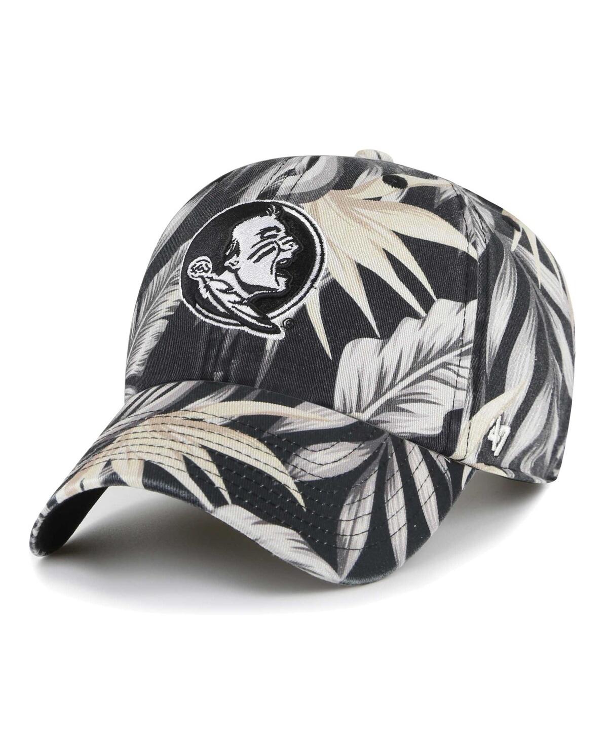 47 Brand Men's ' Black Florida State Seminoles Tropicalia Clean Up Adjustable Hat