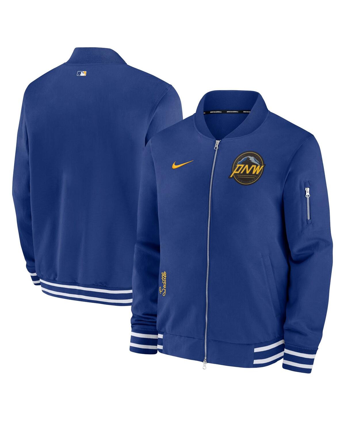 Men's Nike Royal Seattle Mariners Authentic Collection Game Time Bomber Full-Zip Jacket - Royal