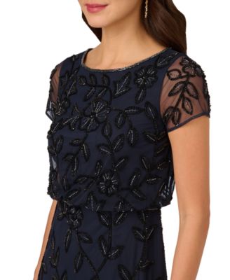 Women's Floral Blouson Embellished Gown