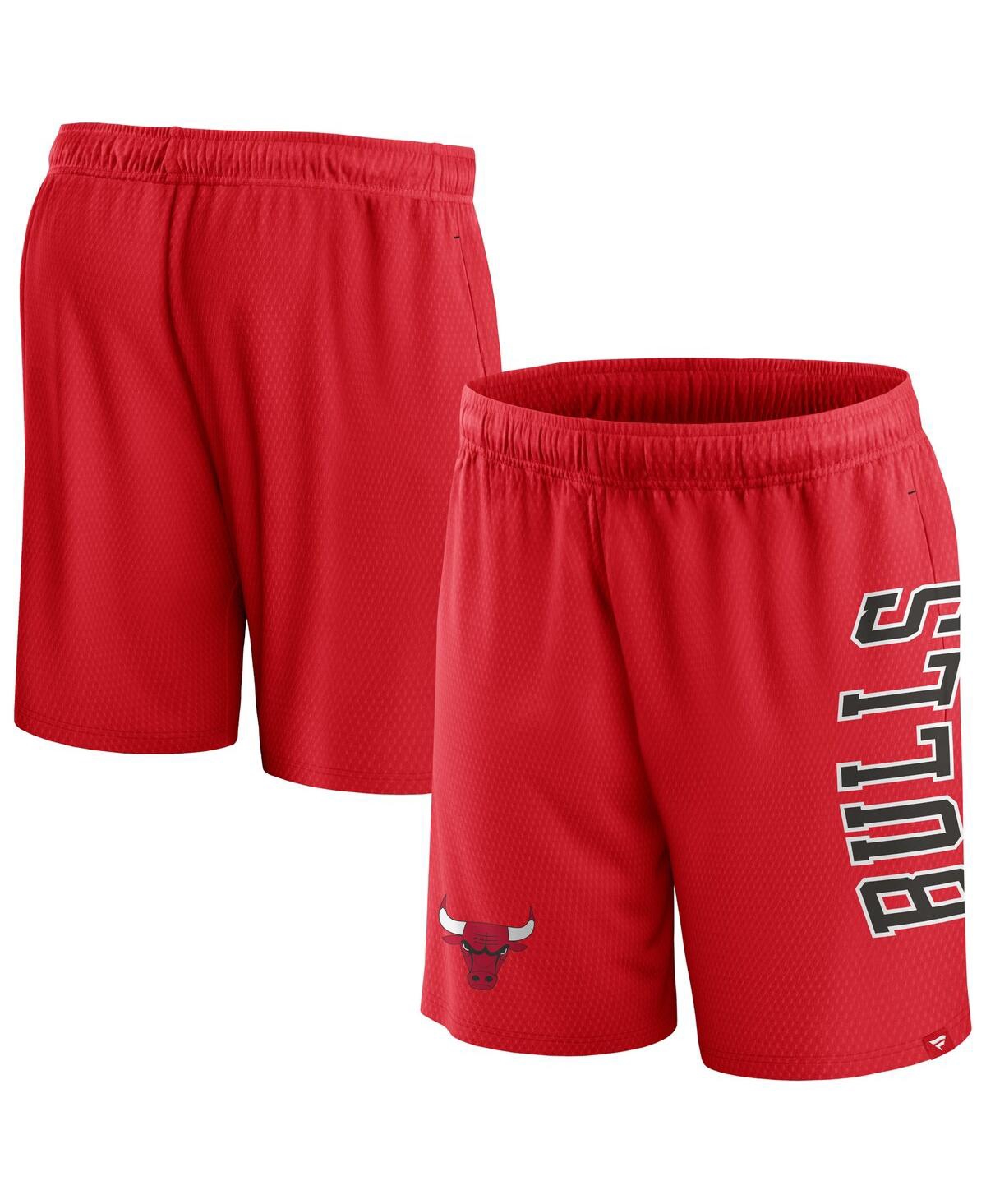 Shop Fanatics Men's  Red Chicago Bulls Post Up Mesh Shorts