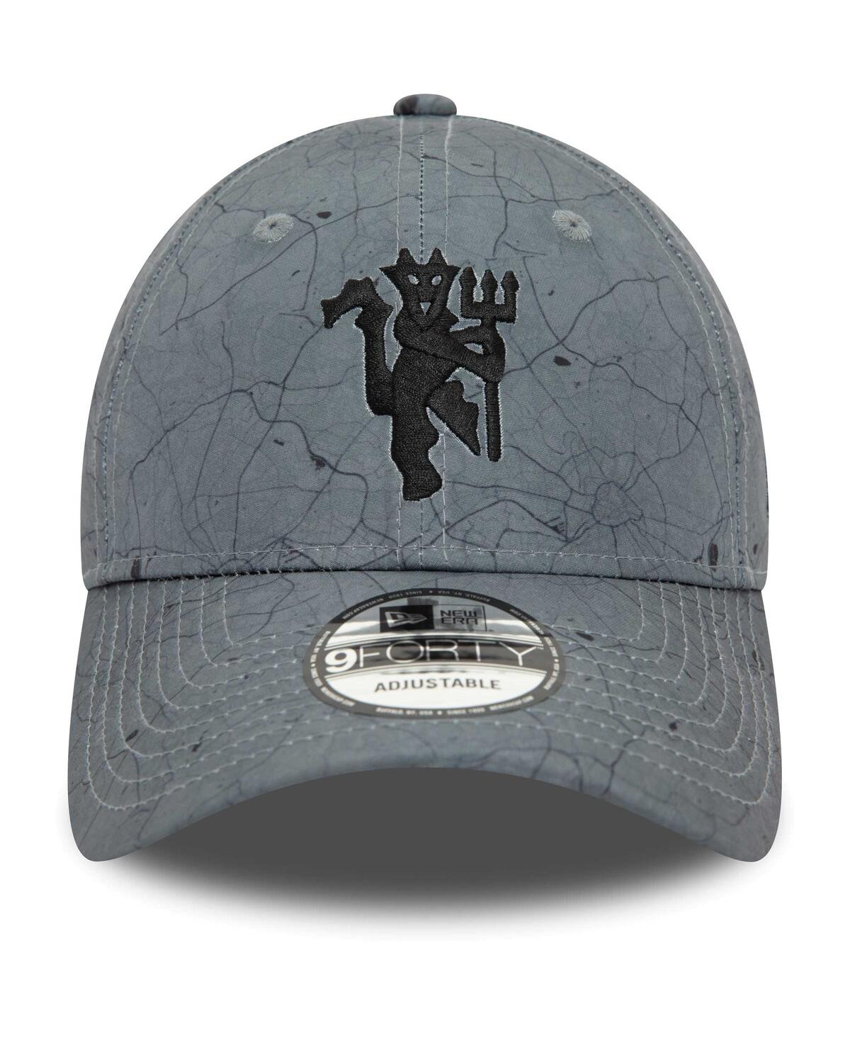 Shop New Era Men's  Gray Manchester United City Print 9forty Adjustable Hat