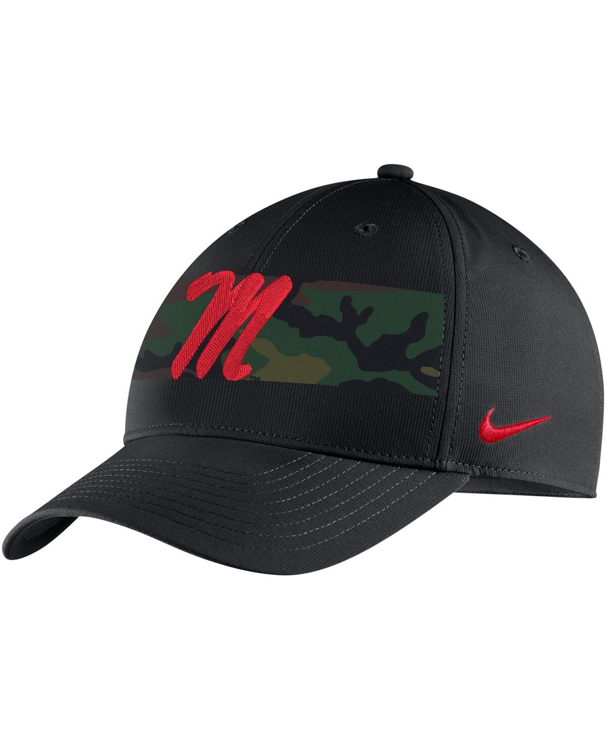 Shop Nike Men's  Black Ole Miss Rebels Military-inspired Pack Camo Legacy91 Adjustable Hat