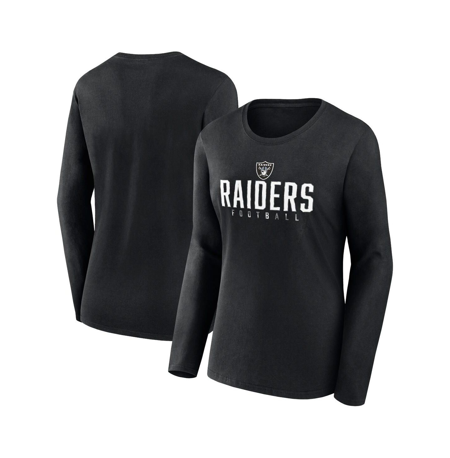 Женская футболка Fanatics Black Las Vegas Raiders Plus Size Foiled Play Long Sleeve — фото 1