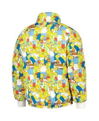 Men's White The Simpsons Family Raglan Full-Zip Puffer Jacket
