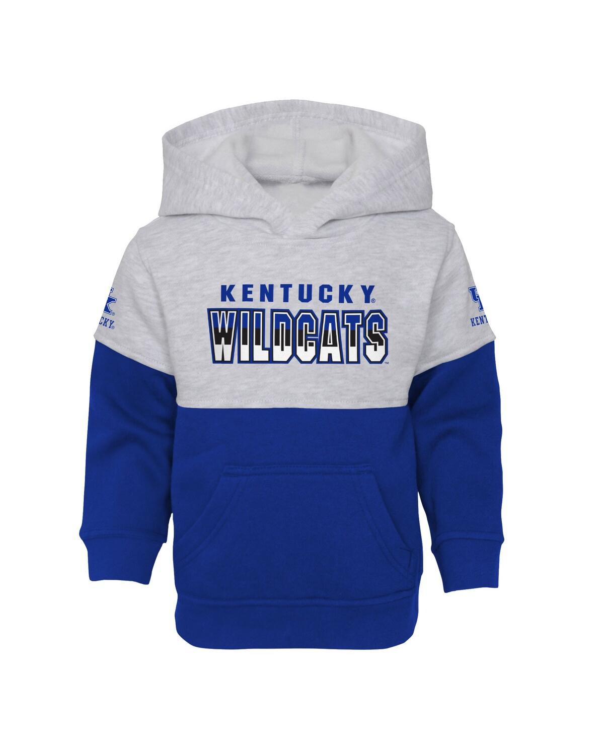 Outerstuff Toddler Boys And Girls Heather Gray, Royal Kentucky Wildcats Playmaker Pullover Hoodie And Pants Set In Heather Gray,royal