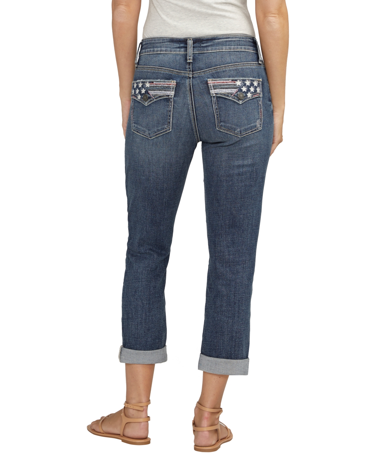 Shop Silver Jeans Co. Suki Mid Rise Americana Capri In Indigo