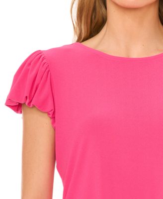 Women's Date Night Cap Bubble Sleeve Tee with Bow Tie Back