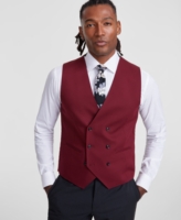 Tayion Collection Men's Classic-Fit Solid Suit Vest - Red