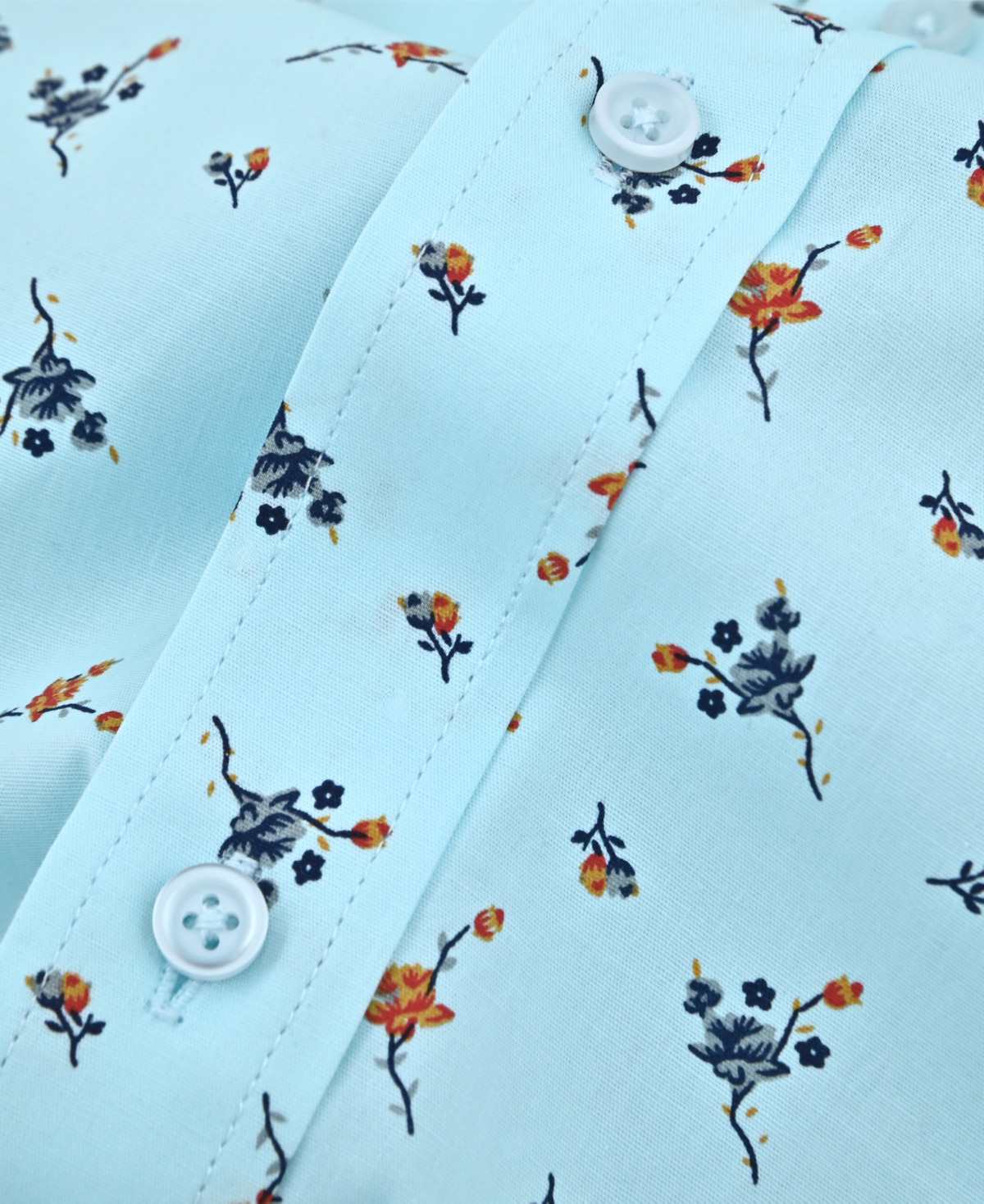 Tayion Collection Men's Floral-Print Dress Shirt - Orange  Blue Floral Prin