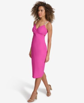 Women's Embellished-Strap Midi A-Line Dress