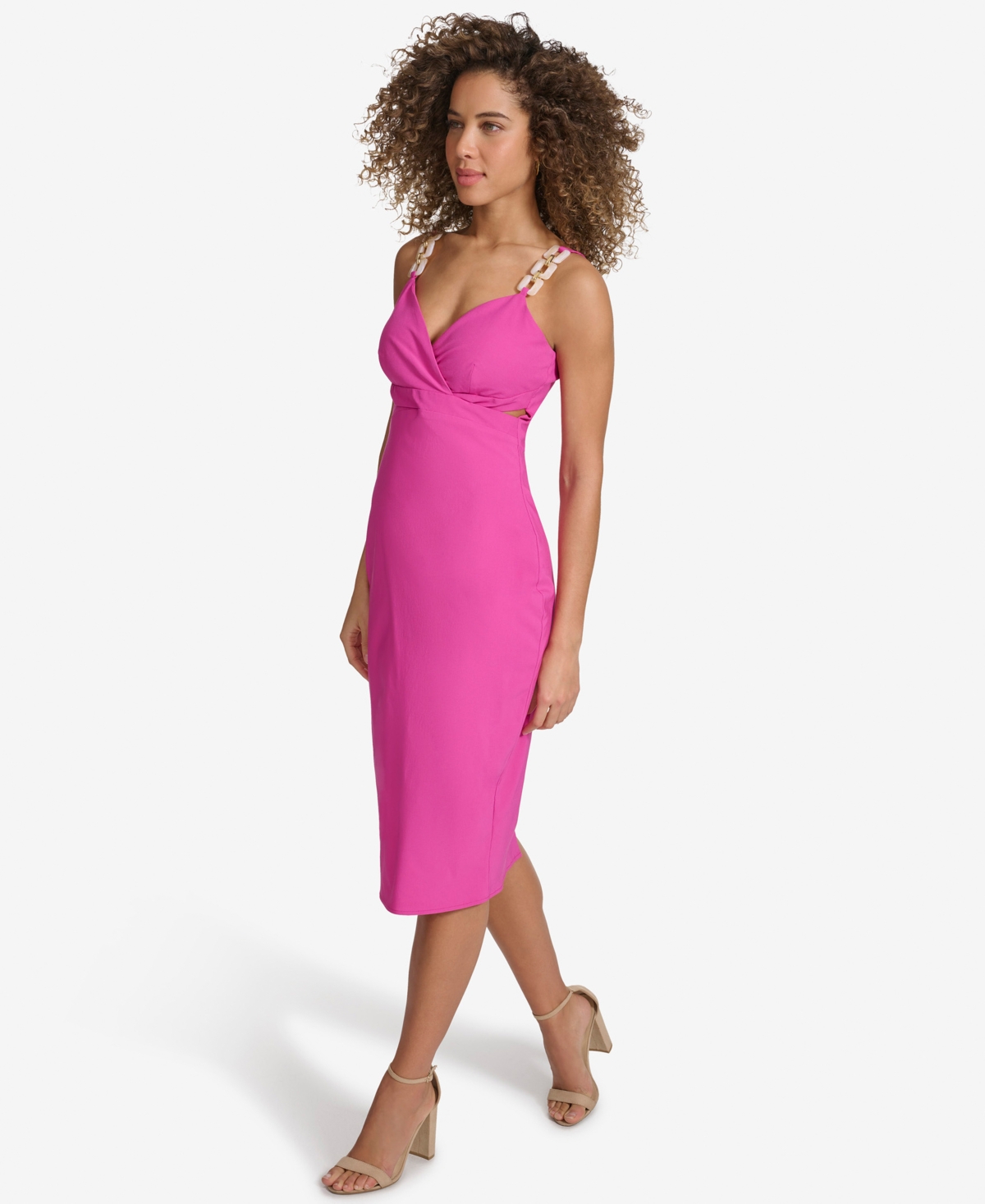 Siena Women's Embellished-strap Midi A-line Dress In Pink