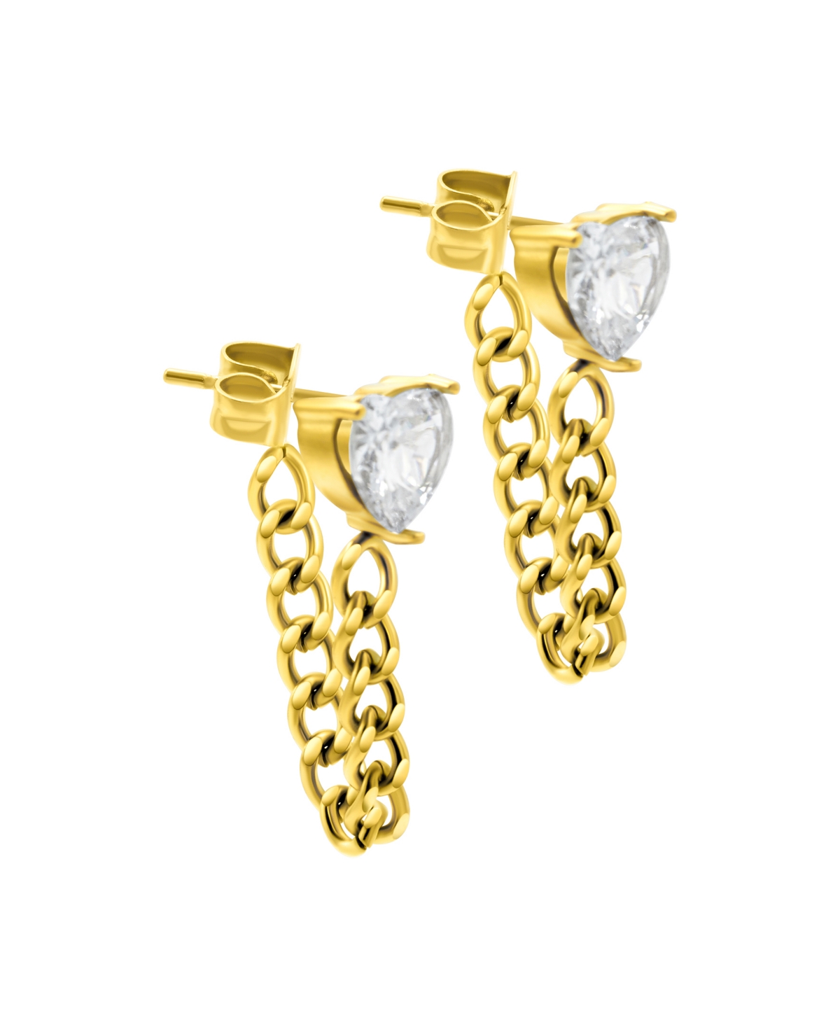 Women's 14K Gold-Plated Chain and Crystal Heart Wrap Around Earrings - Gold