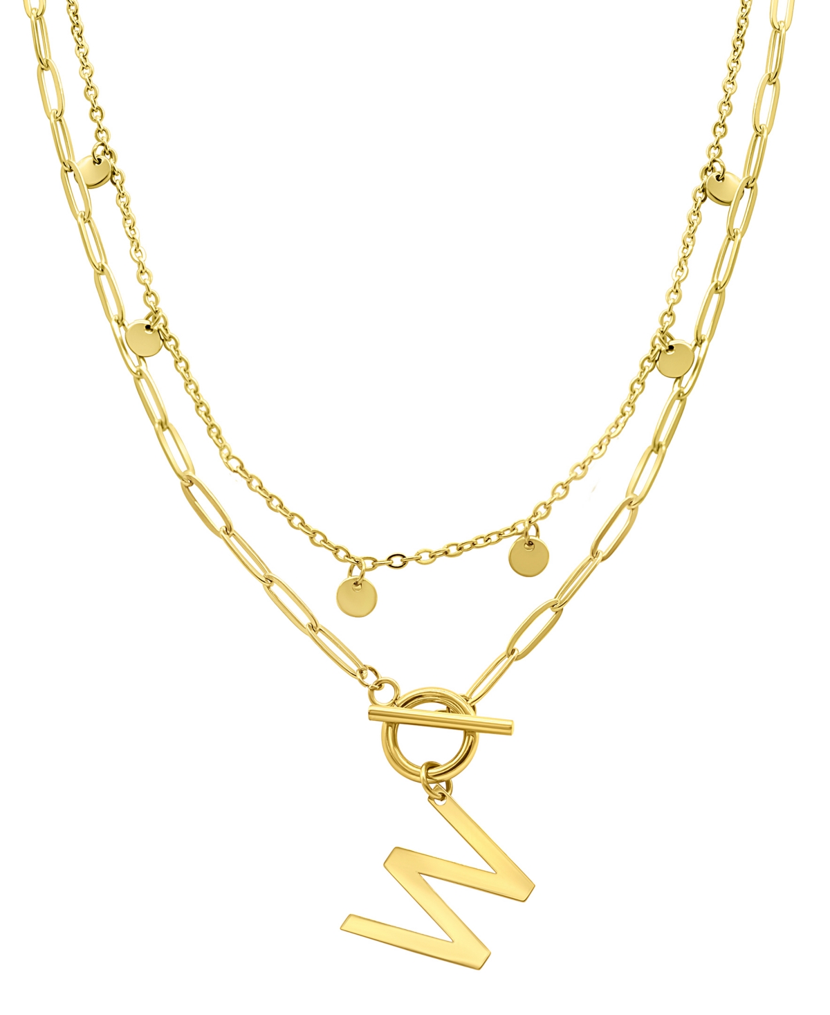 Adornia Tarnish Resistant 14k Gold-plated Confetti And Paperclip Layered Initial Toggle Necklace In Gold- W