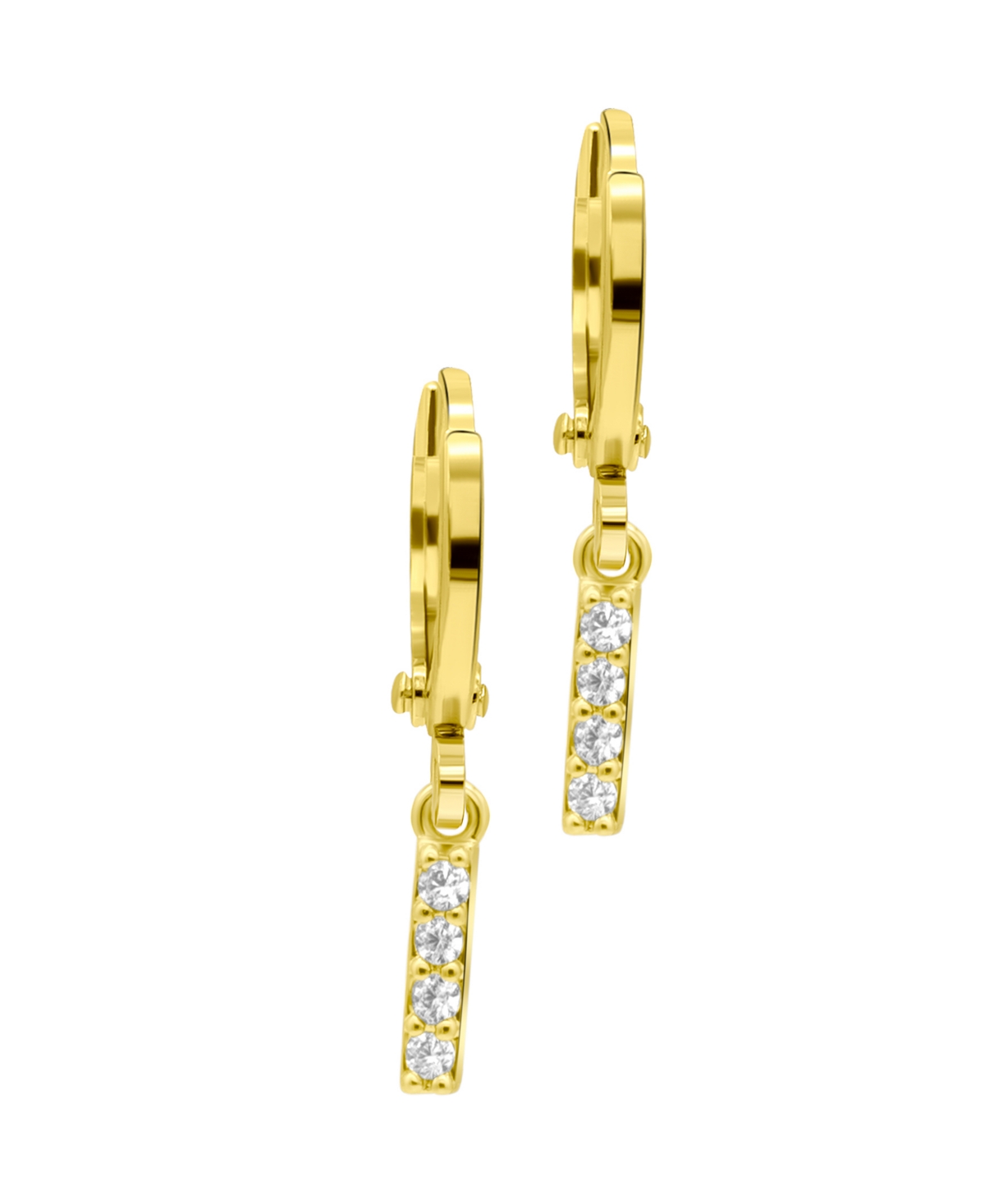 Adornia 14K Gold-Plated Initial Pave Huggie Hoop Earrings - Gold- I