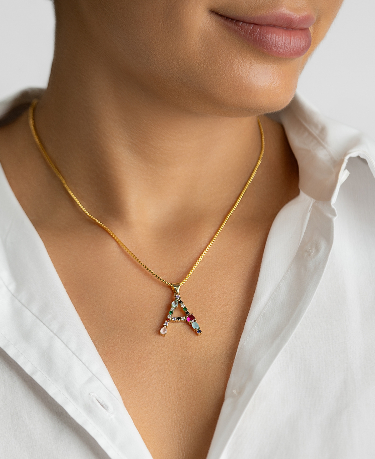 Adornia Cz Initial Pendant Necklace In Gold- V