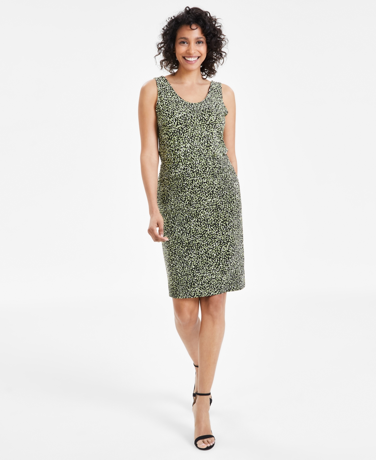 Women's Printed Pull-On Pencil Skirt - Leafy Green