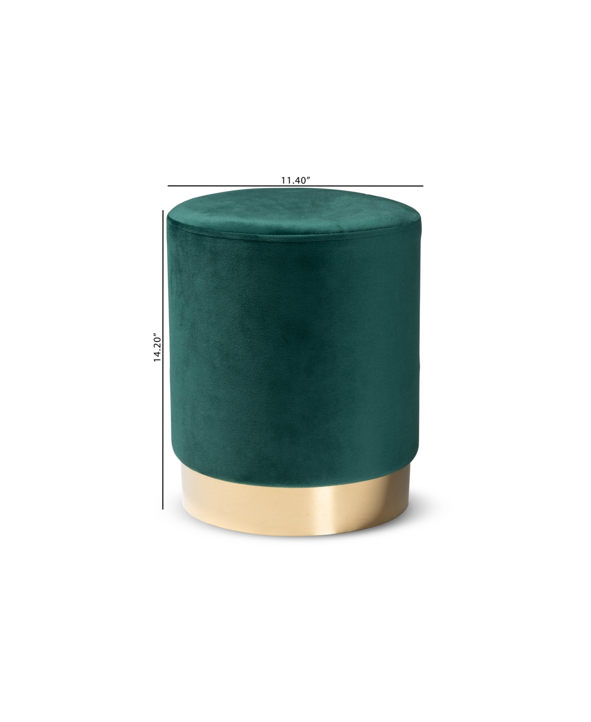 Baxton Studio Chaela Contemporary Glam And Luxe Velvet Fabric Upholstered And Finished Metal Ottoman In Green,gold