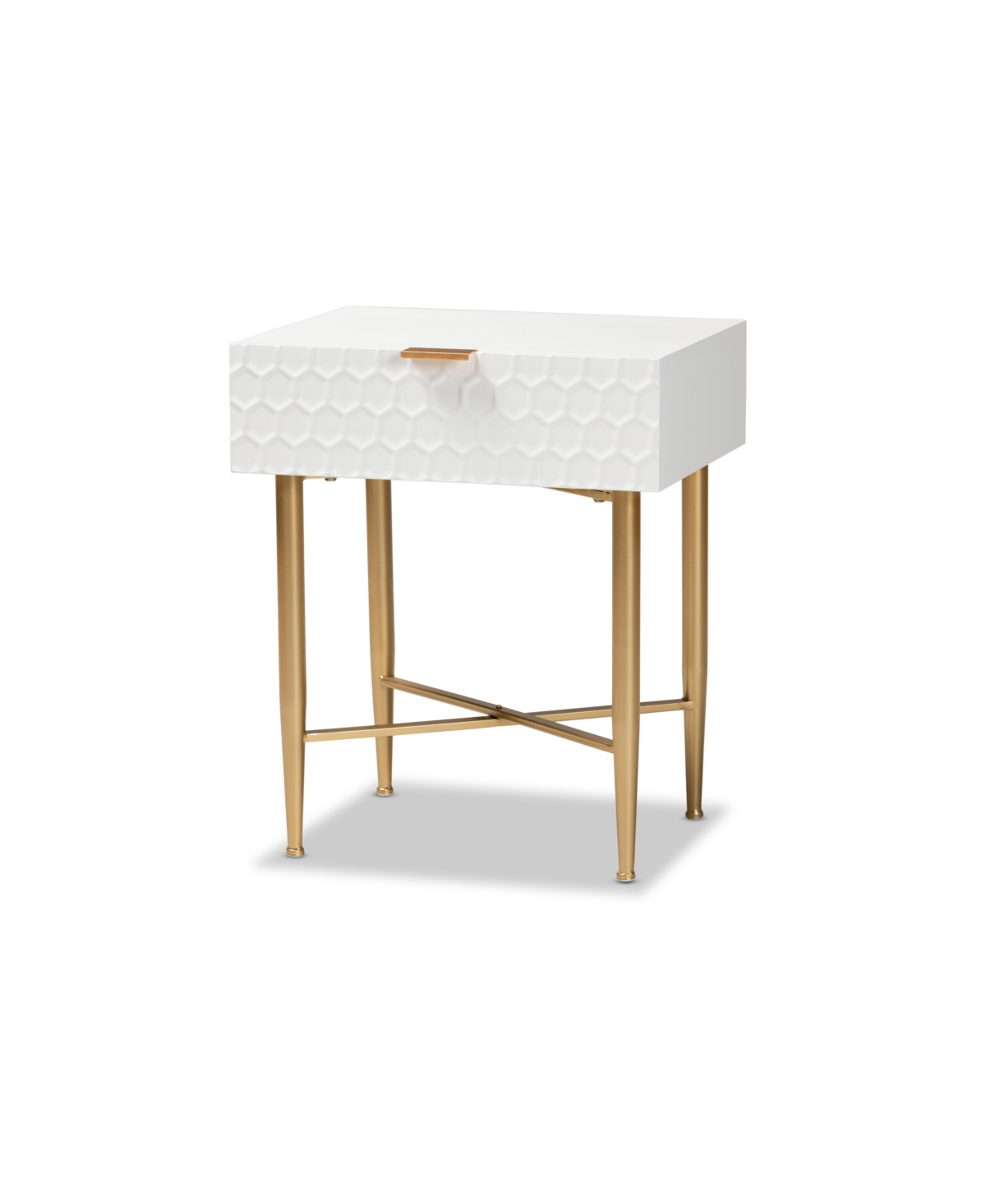 Shop Baxton Studio Marcin Contemporary Glam And Luxe Finished Wood And Metal 1-drawer Nightstand In White,gold