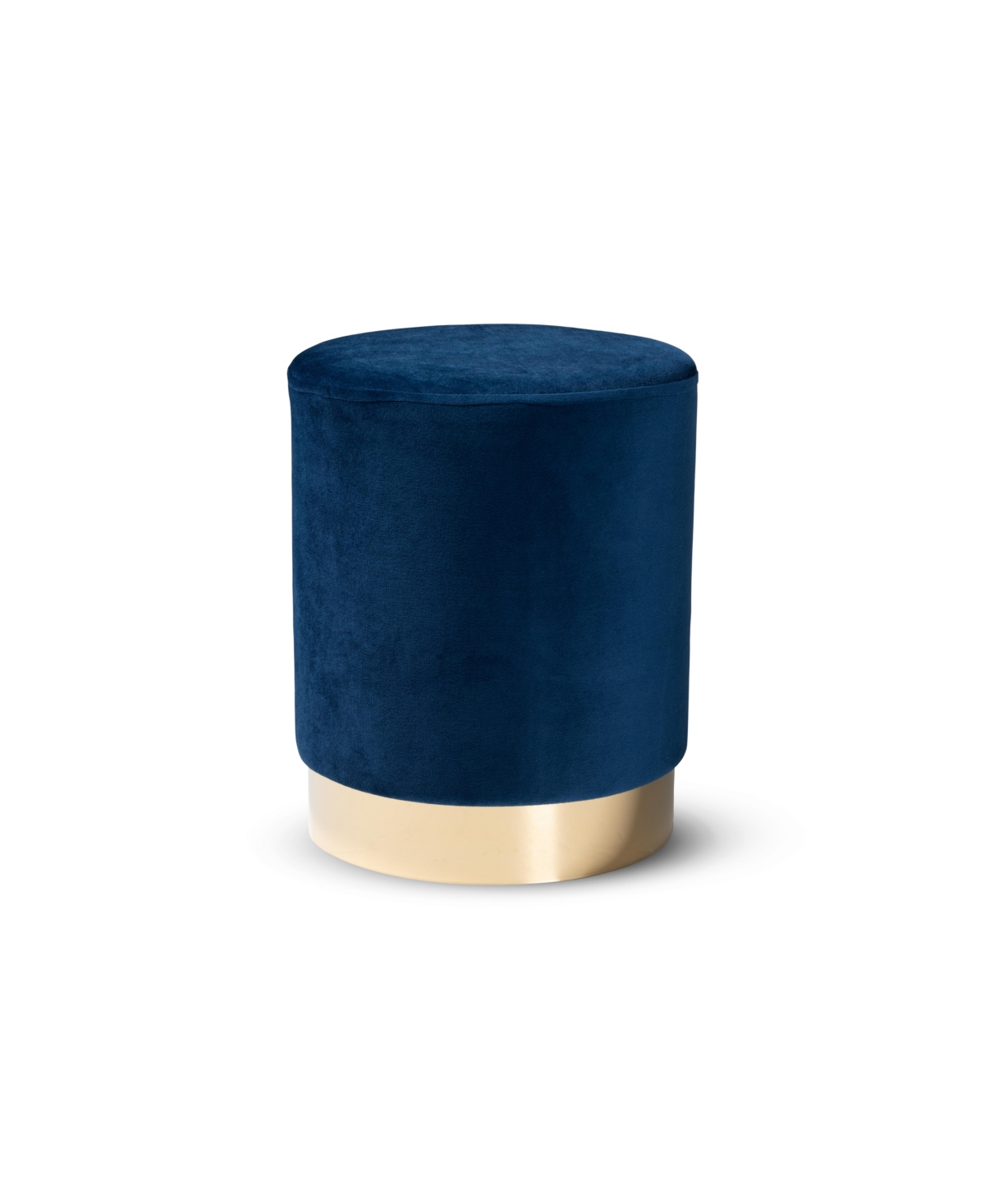 Baxton Studio Chaela Contemporary Glam And Luxe Velvet Fabric Upholstered And Finished Metal Ottoman In Navy Blue,gold