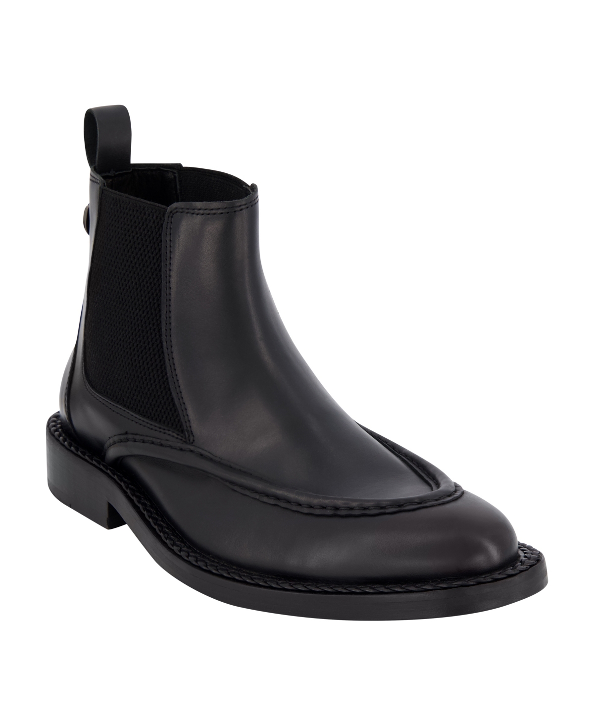 Men's White Label Leather Moc Toe Chelsea Boots - Black