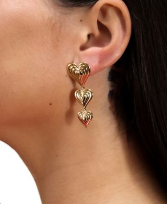 Silver-Tone or Gold-Tone Beating Heart Drop Studs