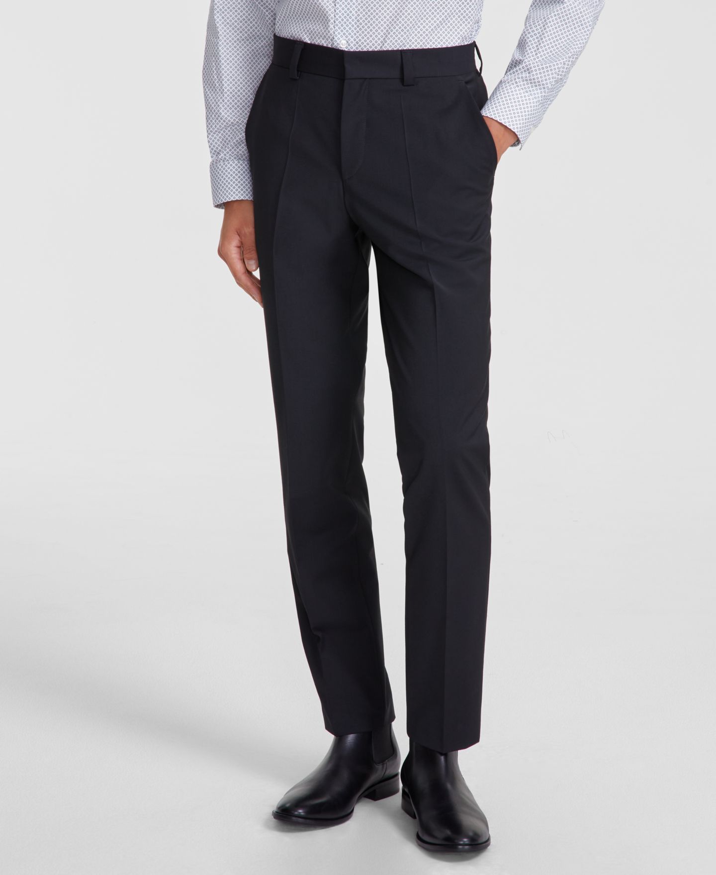 Мужские брюки Hugo Boss Modern-Fit Solid Wool-Blend Suit Trousers, цвет: Чёрный — фото 4