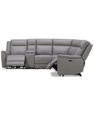 Addyson 117" 5-Pc. Leather Sectional with 2 Zero Gravity Recliners with Power Headrests, Created for Macy's