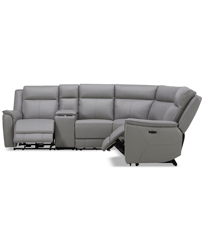Furniture Addyson 117" 5Pc. Leather Sectional with 2 Zero Gravity