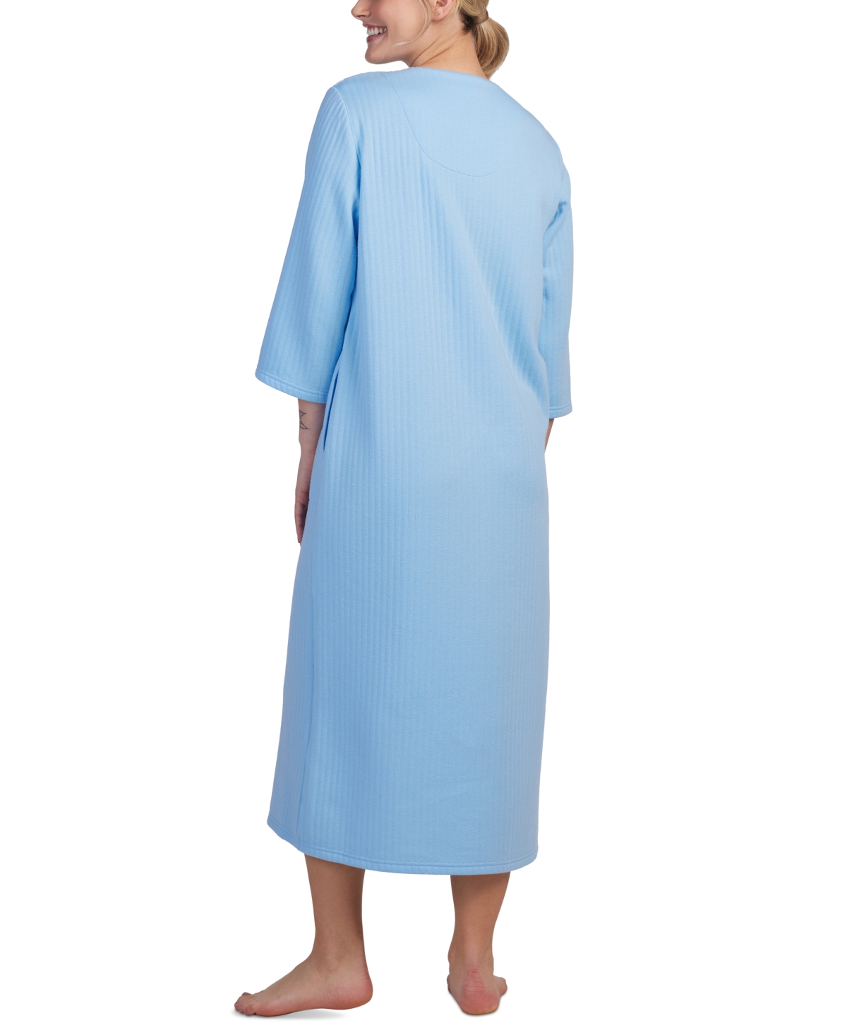Miss Elaine Women's Quilted Zip-Front 3/4-Sleeve Robe