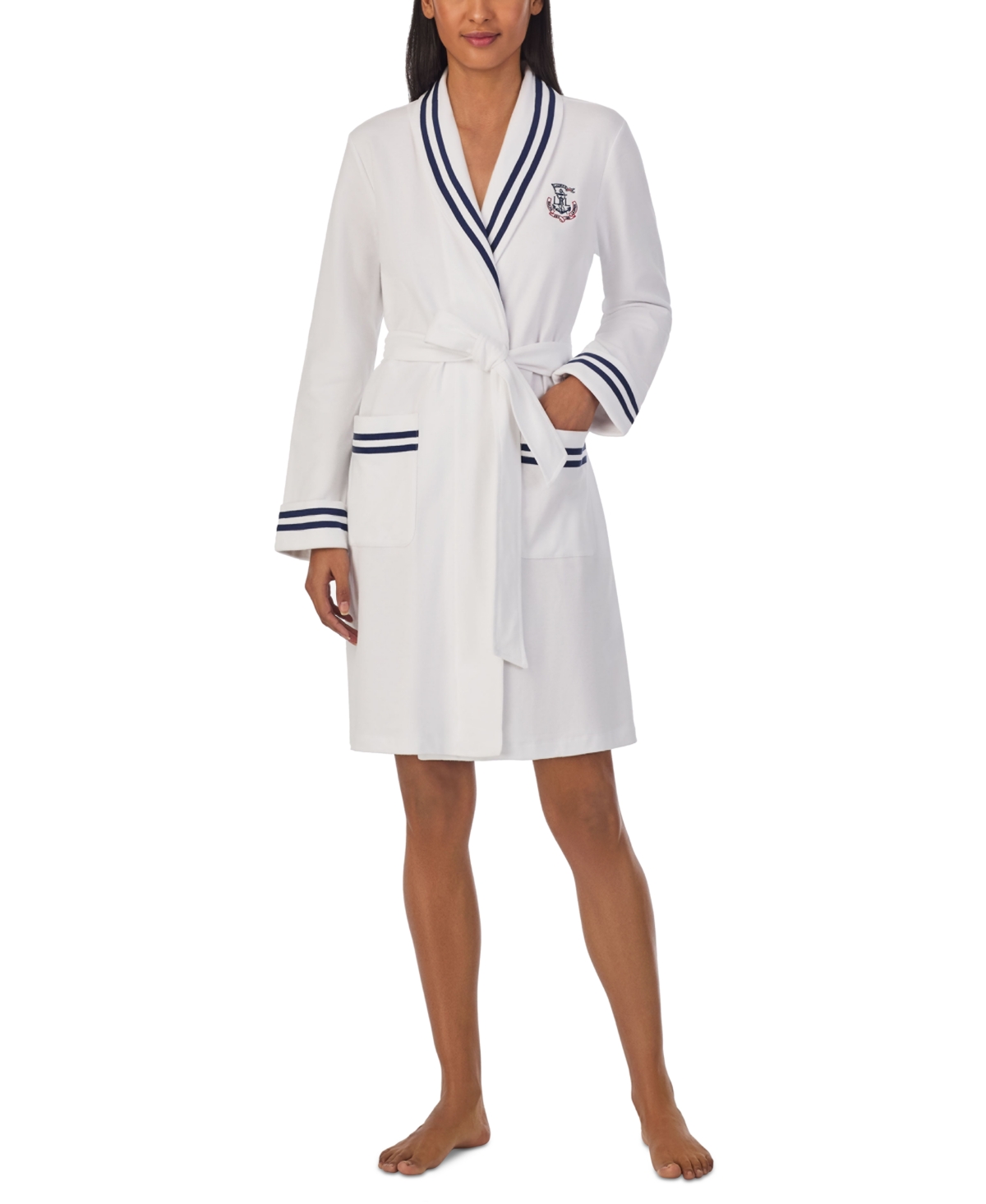 Shop Lauren Ralph Lauren Women's Short Shawl-collar Robe In White