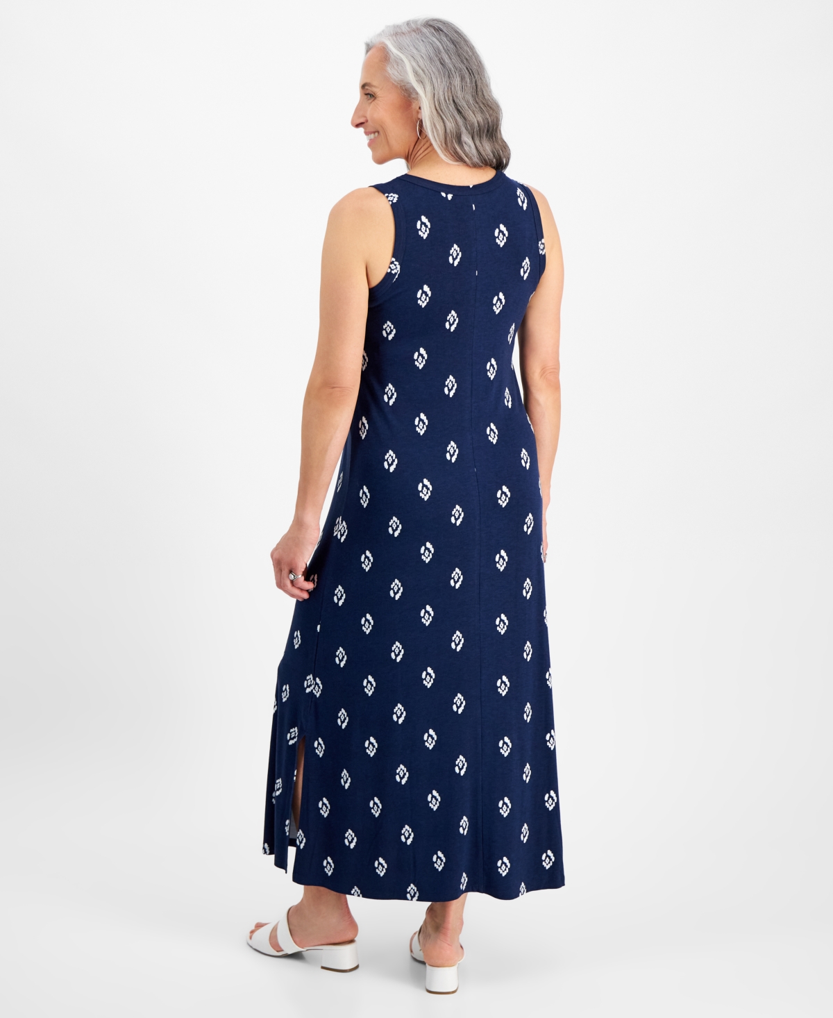 Shop Style & Co Petite Ikat Icon Knit Maxi Dress, Created For Macy's In Ikat Blue