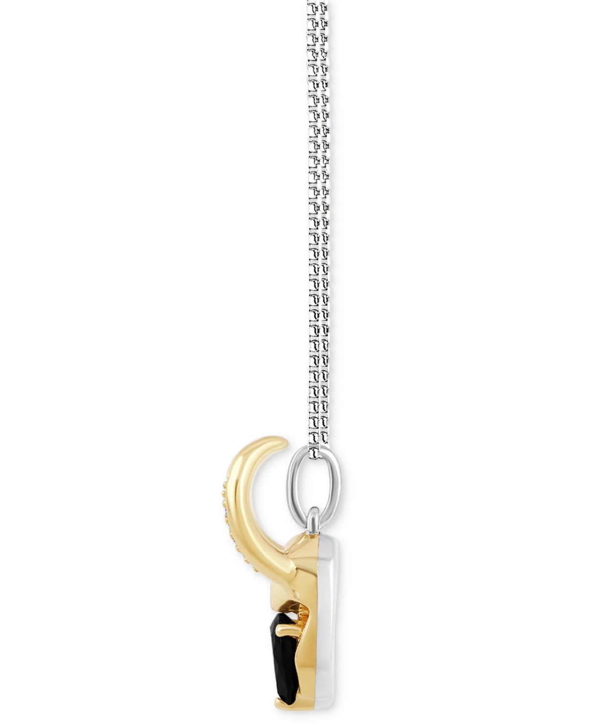 Shop Wonder Fine Jewelry Onyx & Diamond (1/10 Ct. T.w.) Loki 18" Pendant Necklace In Sterling Silver & Gold-plate In Two Tone S