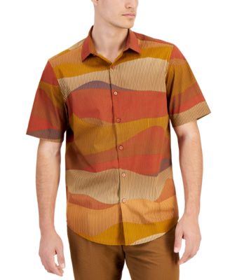 Alfani - Men's Terrain Short Sleeve Button Front Shirt