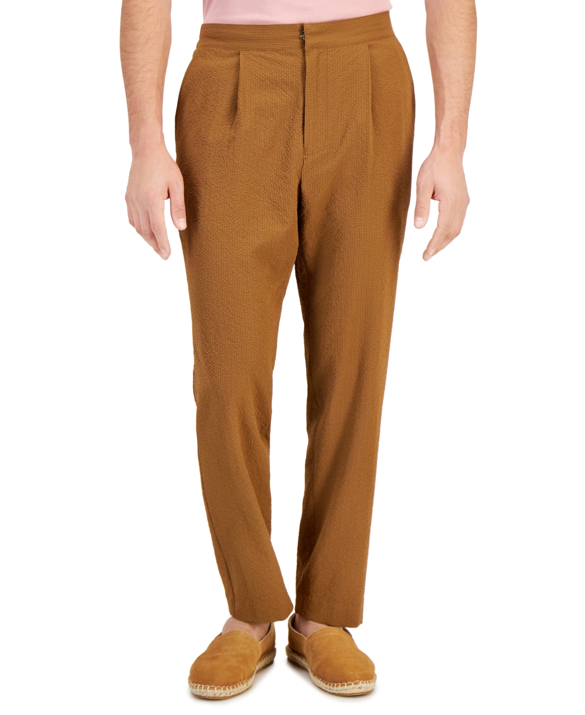 Shop Alfani Men's Classic-fit Textured Seersucker Suit Pants, Created For Macy's In Timber