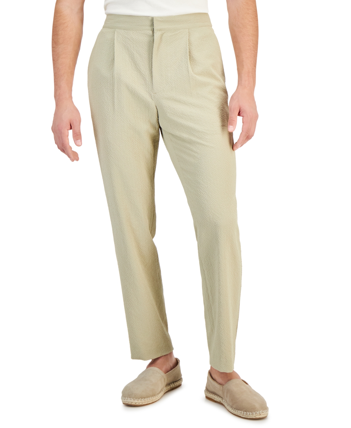 Men's Classic-Fit Textured Seersucker Suit Pants, Created for Macy's - Twill