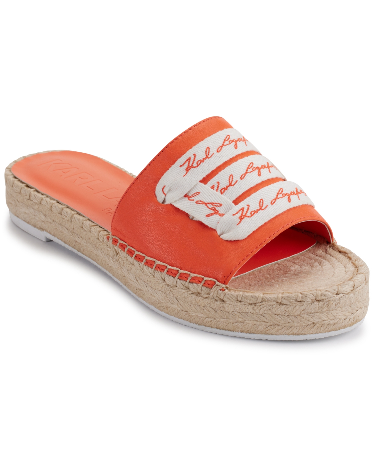 Karl Lagerfeld Cherie Logo Slip-on Espadrille Platform Slide Sandals In Sunkissed Apricot