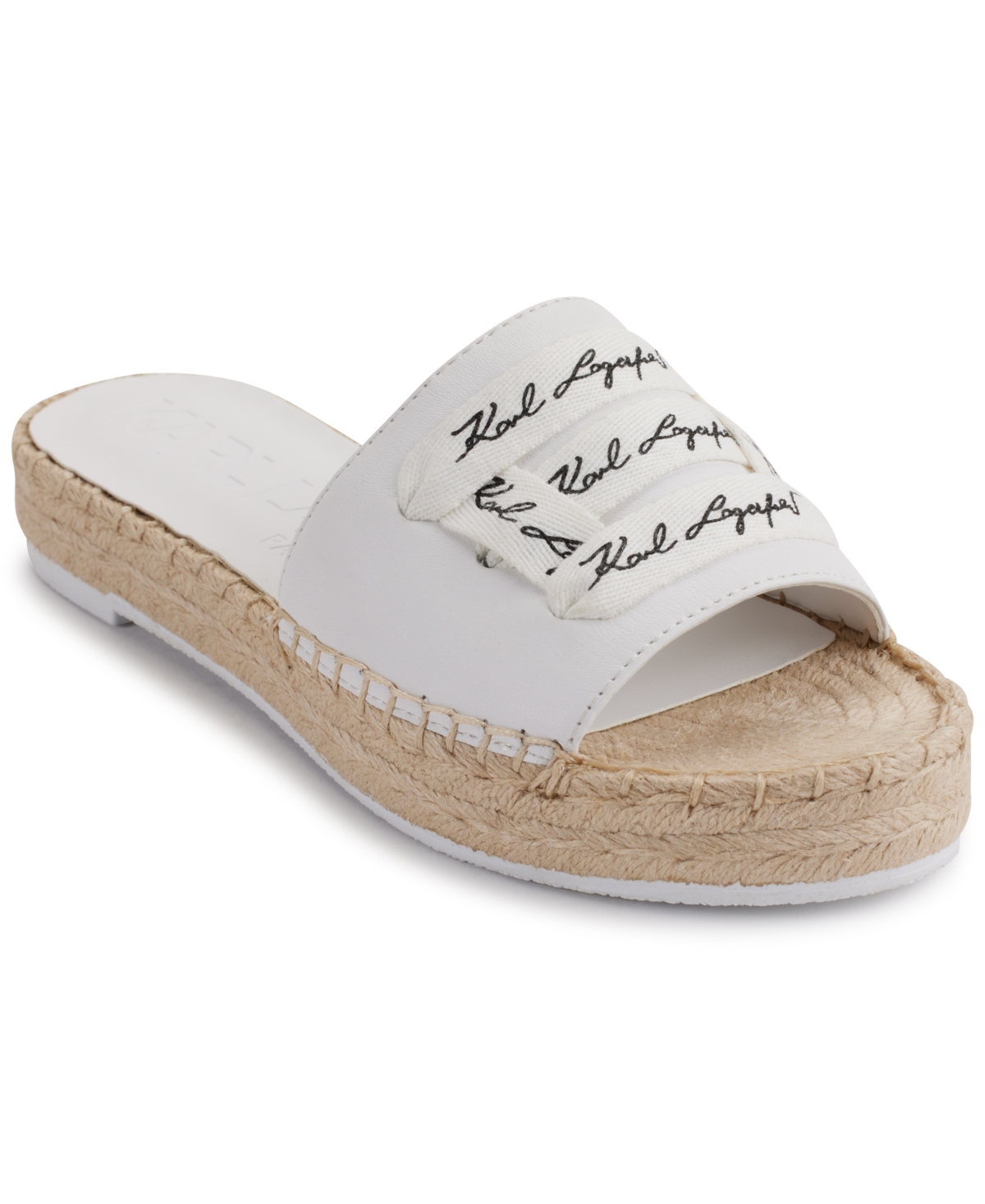 Karl Lagerfeld Cherie Logo Slip-on Espadrille Platform Slide Sandals In Bright White
