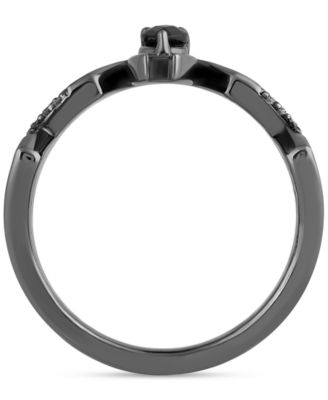 Marvel Onyx & Diamond (1/10 ct. t.w.) Venom Spiderman Ring in Black Rhodium-Plated Sterling Silver