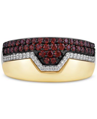 Marvel Men's Garnet (1 ct. t.w.) & Diamond (1/8 ct. t.w.) Ironman Ring in Sterling Silver & Gold-Plate