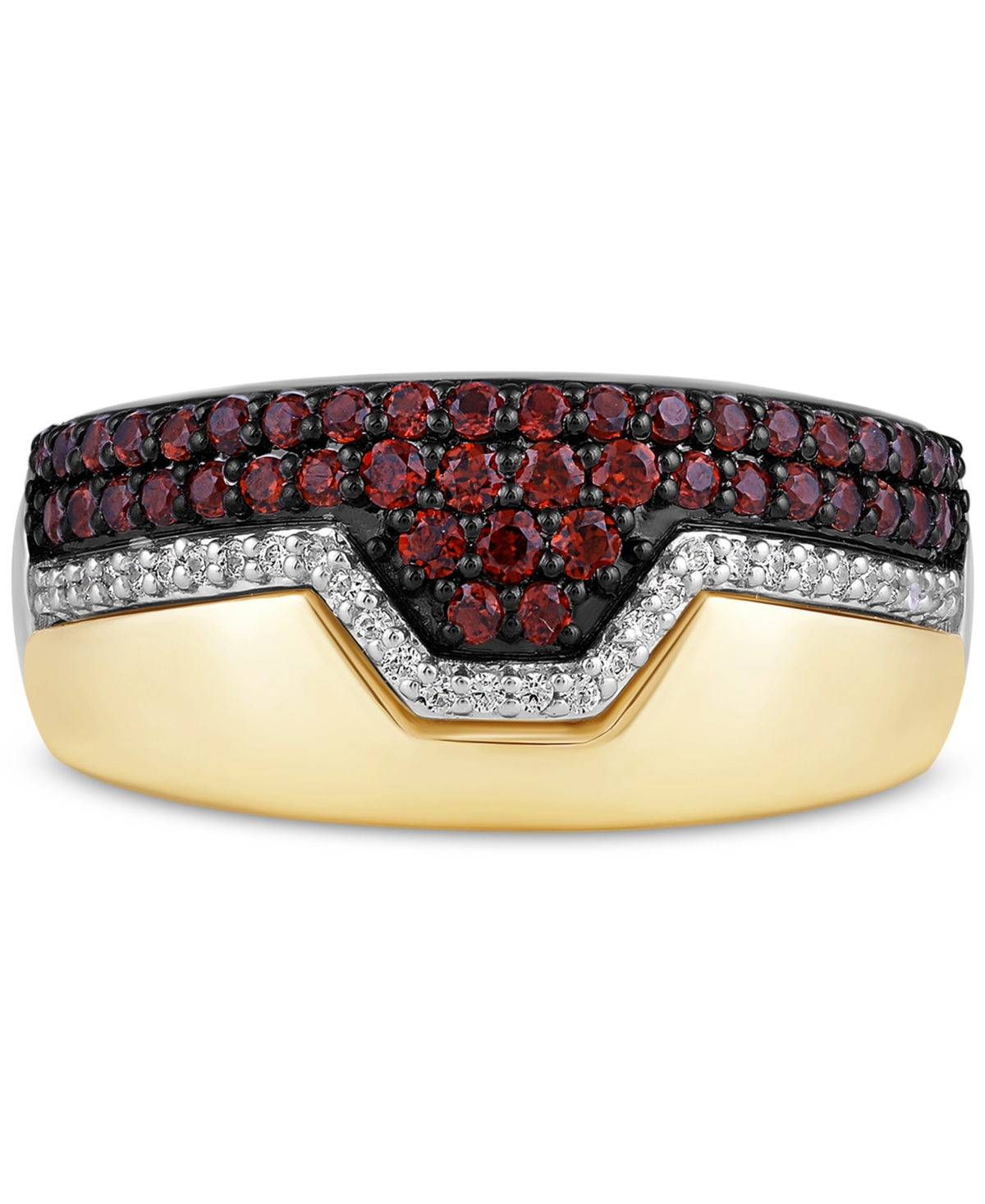 Wonder Fine Jewelry Mens Women Garnet Ironman Ring In Sterling Silver Gold Plate In Sterling Silver  Gold-plate