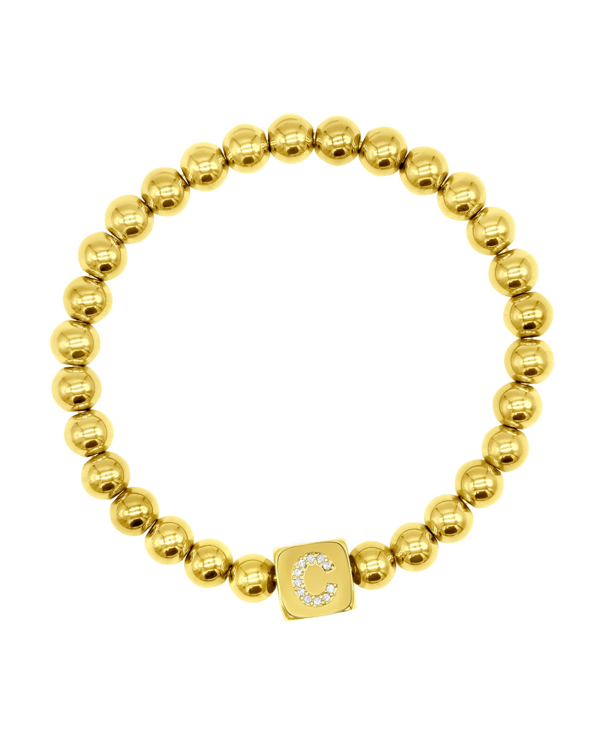 Adornia Crystal Initial Stretch Bracelet In Gold- C