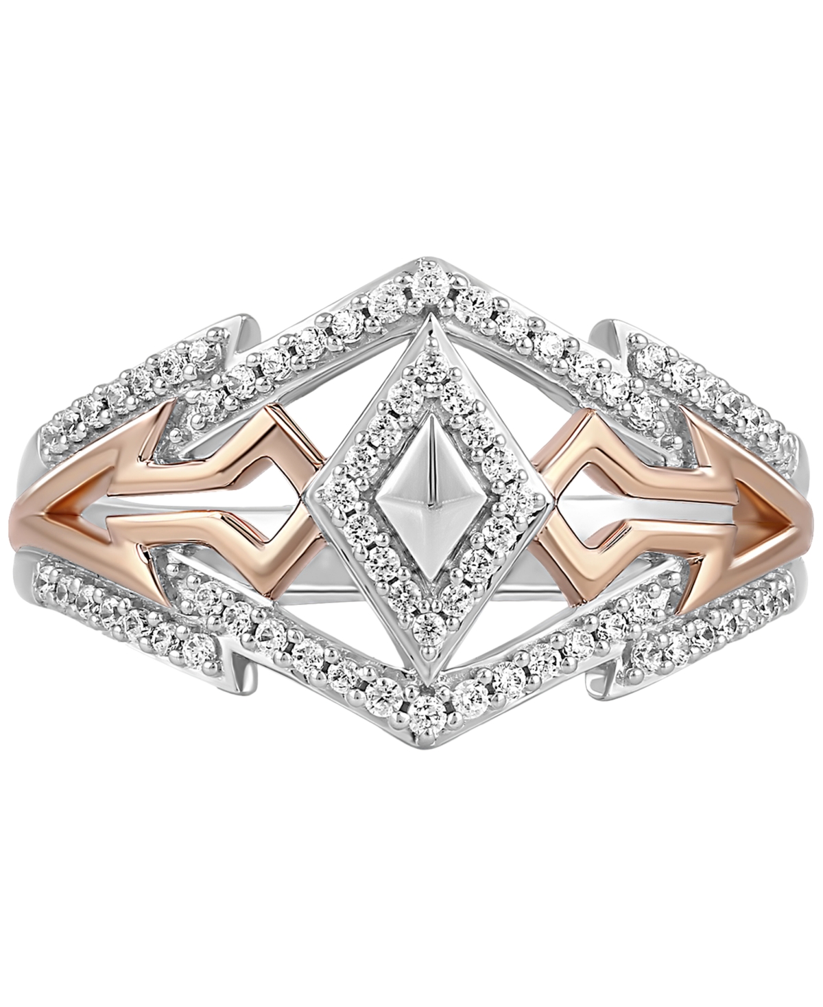 Shop Wonder Fine Jewelry Diamond Ahsoka Star Wars Ring (1/4 Ct. T.w.) In Sterling Silver & Rose Gold-plate In Sterling Silver  Rose Gold-plate