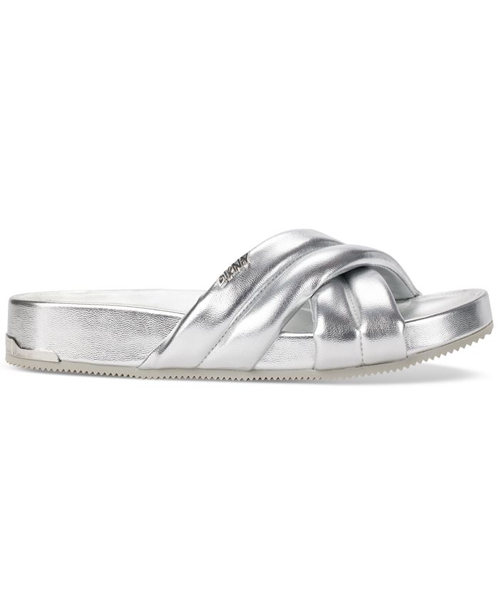 Dkny Sandals Heels DKNY Womens Criss Cross Flat Sandal Slide