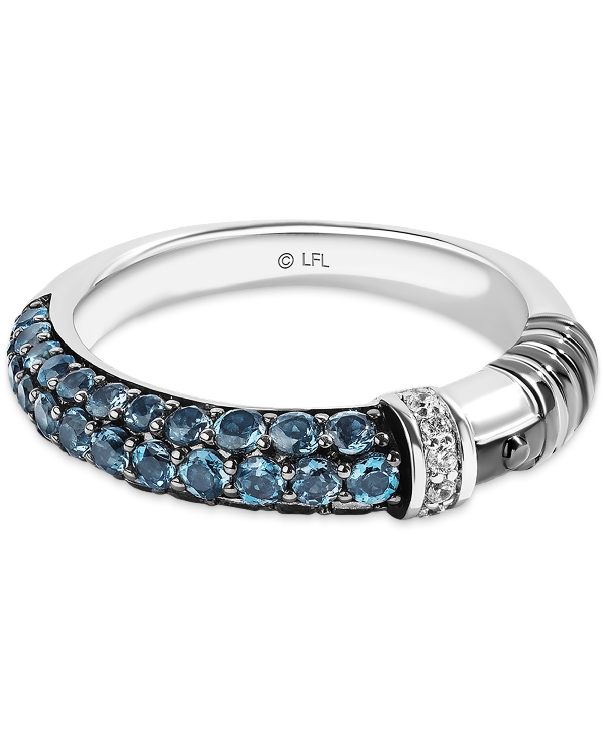 Wonder Fine Jewelry London Blue Topaz (1 Ct. T.w.) & Diamond (1/20 Ct. T.w.) Obi-wan Kenobi Lightsaber Ring In Sterling In Sterling Silver