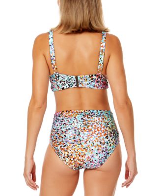 Shop Anne Cole Womens Printed Shirred Bikini Top Shirred Waist Bikini Bottoms In Multi Color