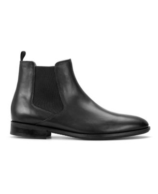 Mens black leather fashion slip on boots