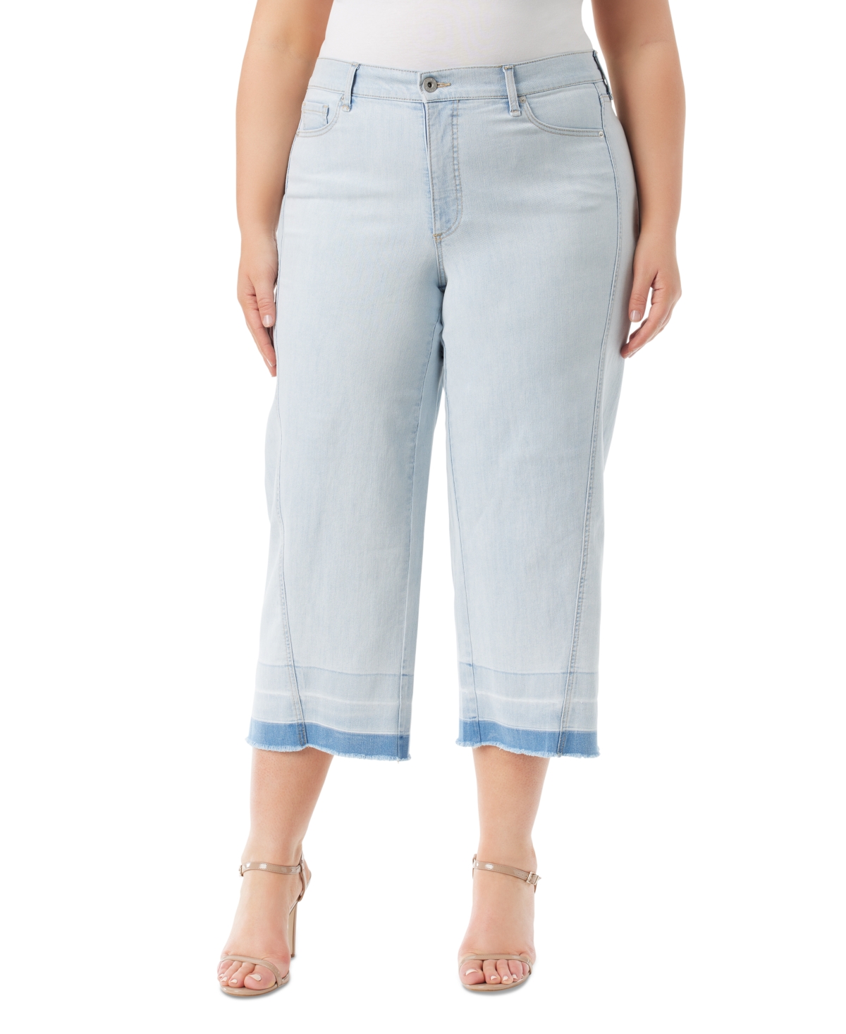 Shop Jessica Simpson Trendy Plus Size Melody Cropped Wide-leg Jeans In Rejoice
