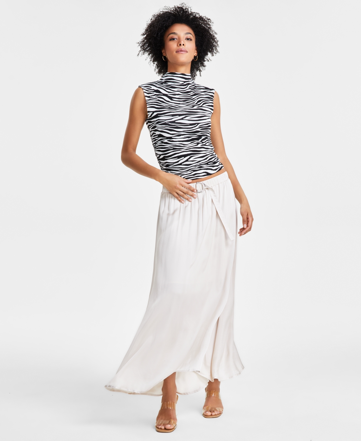 Shop Bar Iii Women's Belted Pull-on Maxi Skirt, Created For Macy's In Birch Tree
